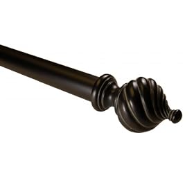 BCL Drapery Hardware 125SP86 86-Inch to 120-Inch Twisted Spiral Curtain Rod, Antique Black