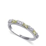 .925 Sterling Silver Band Peridot Cubic Zirconia Ring