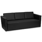 Flash Furniture HERCULES Trinity Series Contemporary Black Leather Sofa with Stainless Steel Base