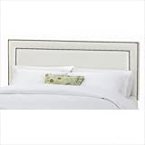 IMAGE OF Nail Button Border Headboard in Shantung Pearl Upholstery Size: California King