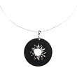 Sterling Silver Black Agate Circular Pendant Necklace