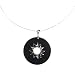 EXP Sterling Silver Black Agate Circular Pendant Necklace