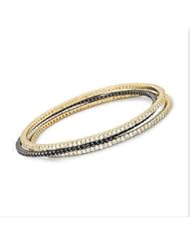 3 Bangle Set in Black and Gold Plate