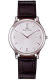 Jaeger-LeCoultre Master Ultra Thin Men's Manual Wind Watch Stainless Steel Silver Dial on Black Leather Strap Q1458404 or 145.84.04