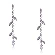 Diamond Dangle Leaf Earrings in 14 Karat White Gold