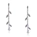 Diamond Dangle Leaf Earrings in 14 Karat White Gold