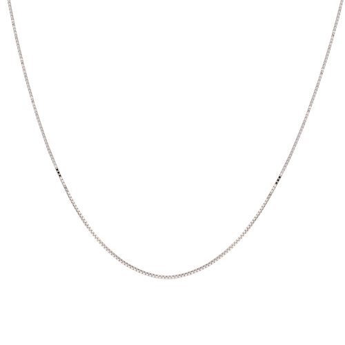 10k White Gold 1.0mm Hollow Box Chain Necklace, 18