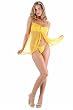 2 PC. Soft cup lace front babydoll with large rose center, ruffle trim, and matching G-string.