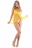2 PC. Soft cup lace front babydoll with large rose center, ruffle trim, and matching G-string.