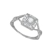 Sterling Silver Rhodium Ring with Clear CZ - Size: 6-9