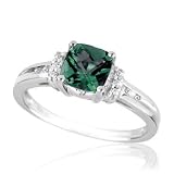 Created Alexandrite and Diamond Ring