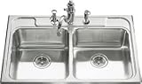 KOHLER K-3246-3-NA Ballad Double Equal Self-Rimming Kitchen Sink