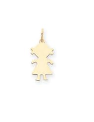 14k Gold Plain Small .013 Gauge Engraveable Girl Charm