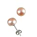 Peach Pink 4.5-5mm AAAA Cultured Pearl Platinum Overlay Sterling Silver Stud Earrings (LS1B)