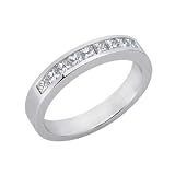 14k White Princess Cut 0.5 Ct Diamond Band Ring - Size 7.0