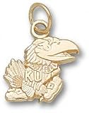 Kansas Jayhawks Solid 10K Gold Jayhawk 7/16'' Modeled Pendant
