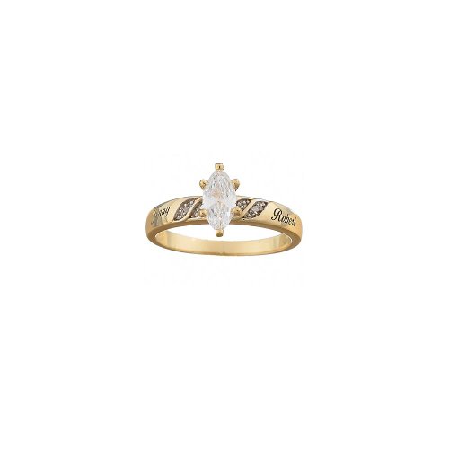 Personalized Marquise CZ & Diamond Wedding Ring - Wedding Gifts