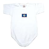 Baby Bodysuit White  Flag Transfer Belize  State Country