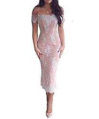 Sexy Floral Print Polyester/Spandex Vintage Lace Illusion Bodycon Dress/Wedding Party Dress/Midi Dress 
