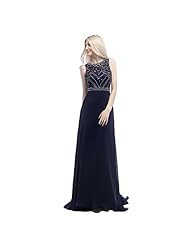 Chiffon Beaded Crystal Jeweled Pleated  Evening Dress/Prom Dress  with a Brush/Sweep Train  With Ruffles