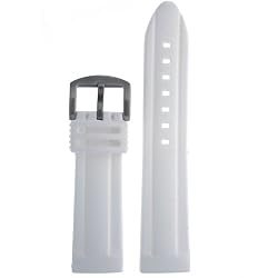 Watch Band Mens White Silicone Rubber&nbsp;Heavy Stainless Steel Buckle Fits 24 millimeters