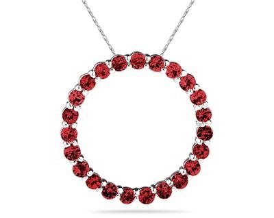 2.95ctw Ruby Circle Pendant in Sterling Silver