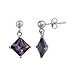 Sterling Silver Diamond Shape Purple Cubic title=