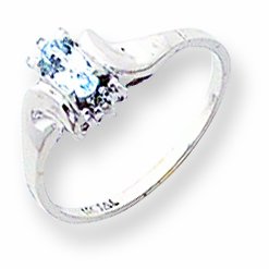 14k White Gold .01ct Diamond & Aquamarine Birthstone Ring