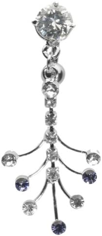 14g 3/8" Clear Gem Curved Barbell With Fanned Gem Dangles