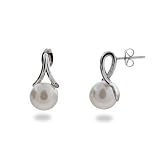 Eve's Addiction Lustrous Pearl and Sterling Silver Drop Earrings
