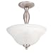 Globe Candice Two-Light Semi-Flush Mount Ceiling Fixture, Brushed Steel with Alabaster Globes #61073