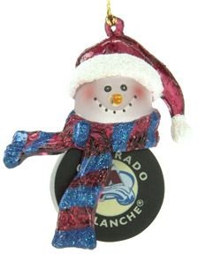 Buy Colorado Avalanche NHL Striped Acrylic Snowman Ornament (3) by Scottish Christmas