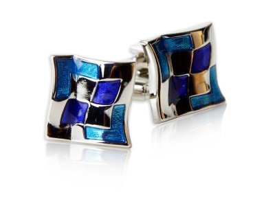 Hallucination Blue & Silver Cufflinks with Presentation Box