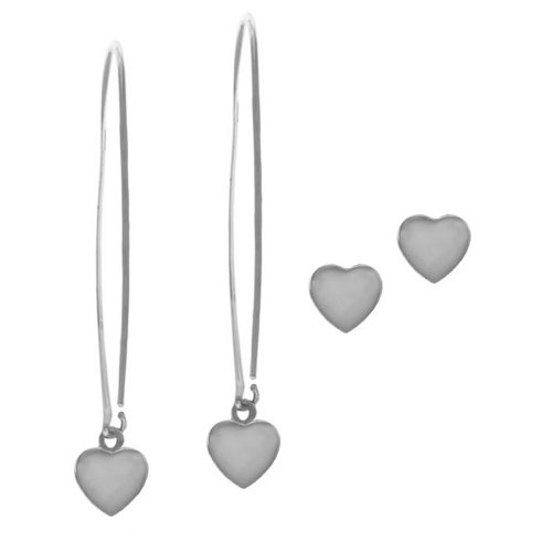 Sterling Silver Heart Earrings Set
