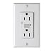 Leviton 7280-W 15 Amp, 125 Volt, Decora Duplex Surge Suppressor Receptacle, Straight Blade, Industrial Grade, Self Grounding, Surge w/ Indicator Light & Audible Alarm, White