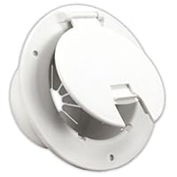 JR Products 541-2-A Polar White Deluxe Round Electric Cable Hatch with Back