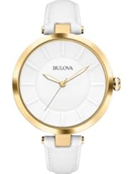 Bulova 97L140 Ladies Dress White Leather Strap Watch