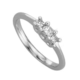 14K White Gold Three Stone Princess Cut Diamond Engagement Ring