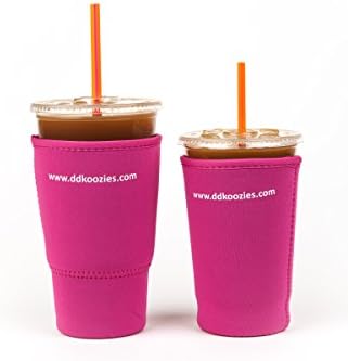 Large & Medium Cup Koozies - For Dunkin Donuts & Starbucks Iced Coffee/Iced Tea (Bright Pink Combo Pack)