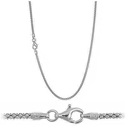 Crystalbella Fashion Solid Silver 2.5Mm Italian Popcorn Chain Necklace - All Sizes