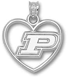 Purdue Boilermakers Solid Sterling Silver ''P'' Heart Pendant