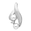 14K White Gold Akoya Cultured Pearl and Diamond Pendant