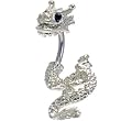 Black Cubic Zirconia DETAILED DRAGON Belly Ring