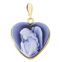14K Yellow Gold Heart shape Angel Agate Cameopendant - 3/4" x 3/4"