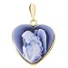 Jewelry : 14K Yellow Gold Heart shape Angel Agate Cameopendant - 3/4