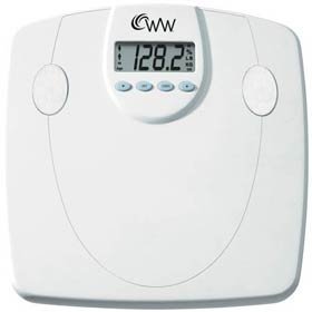 Weight Watchers WW70W Digital Bathroom Scale with Body Fat & Hydration Sensors, Capacity 330 lb x 0.2 lb, 12 x 12 in. Base