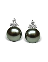 18K white gold Tahitian Princess Black Tahitian cultured pearl and diamond pendant