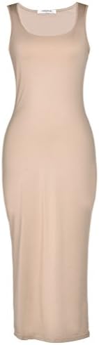 Pilotdarss Summer Sexy Cute Tank Basic Scoop Neck Slim Racerback Boho Long Dress