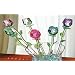 Assorted Colored Glass Stemmed Roses Set of 6