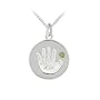 Sterling Silver Peridot August Birthstone Handprint Pendant, 18"